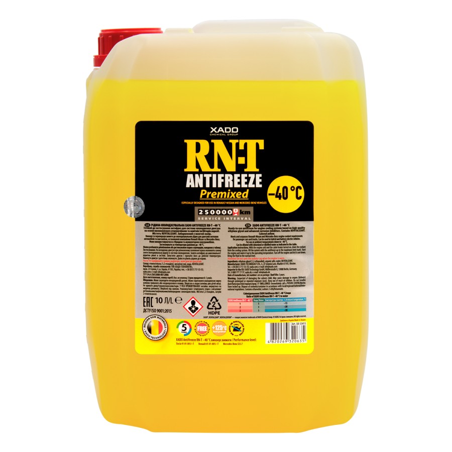 Антифриз для двигуна XADO Antifreeze RN-T -40°С 10 л